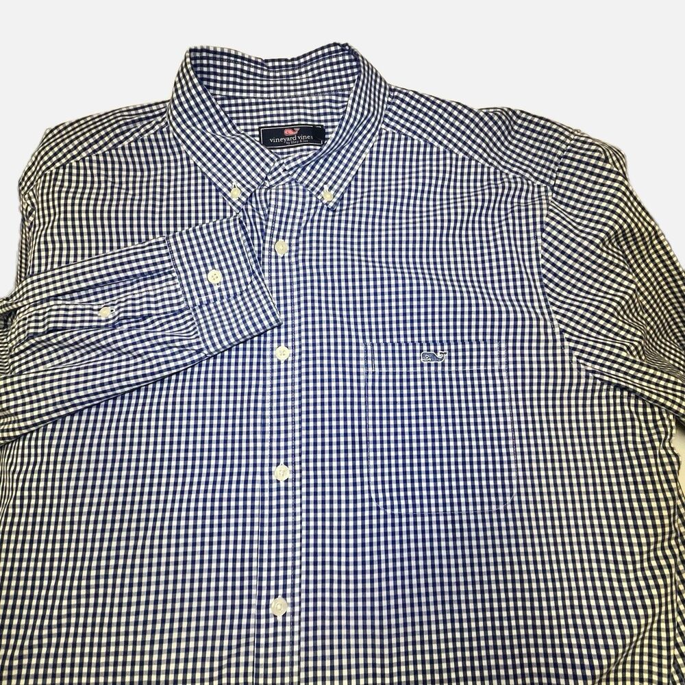 Vineyard Vines Men’s Blue Gingham Check Button Down Shirt Size XL
